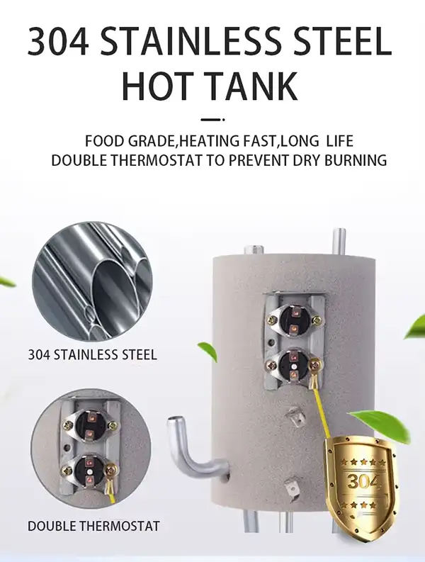 304 stainless steel hot water tank and dual protection